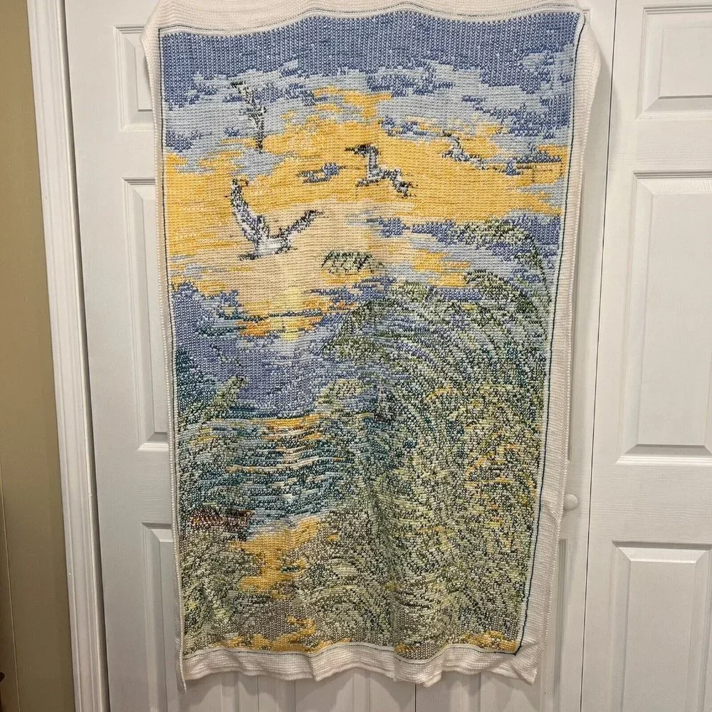 Handmade Afghan Throw Blanket Outdoor Lake Scene for Lake House or Man Cave
